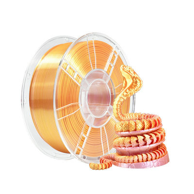 ราคาดี 100% ไม่มี Bubble ความแข็งแรงสูง 1.75 มิลลิเมตรไหมสีสองสีชมพูทอง PLA 3d Printing Filament ออนไลน์