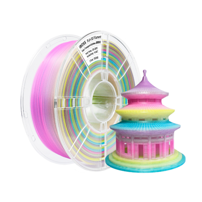 Buon prezzo Filamento di stampa 3D 1,75 mm Arcoiris trasparente Peso lordo 1,3 kg Filamento PLA+ in linea
