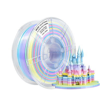Buon prezzo 1.75mm rigidità migliorata seta macaroon arcobaleno PLA + Filamento di stampante 3D di alta qualità in linea